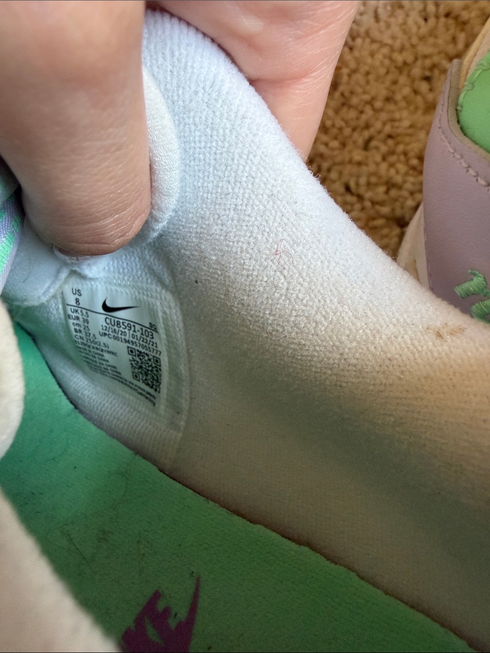 Air Force 1’s: Nike White Sneakers with Bright Green Accents - Picture 5 of 5